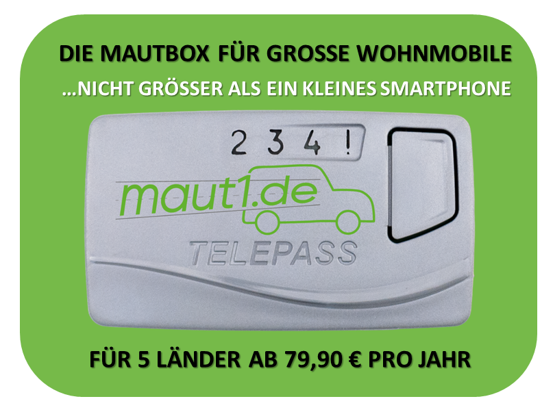 Die Mautbox von maut1.de für große Wohnmobile - 5 Länder ab 79,90 € pro Jahr